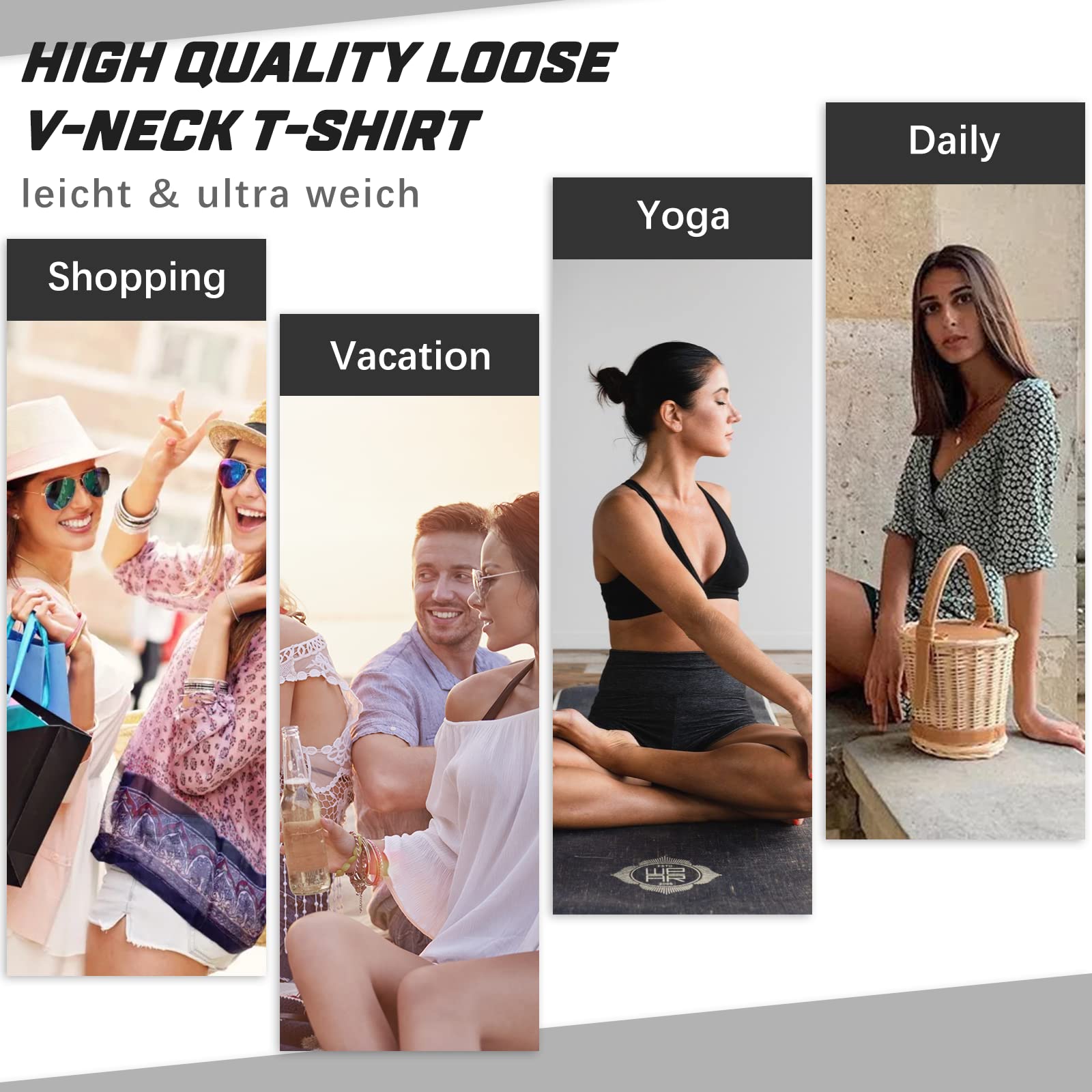 T Shirt Donna Estive con Scollo a V e Balze Manica Corta Magliette Donna Elegante Rilassato Bluse e Camicie da Donna