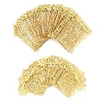 Staruby Organza Gift Bags Gold Sheer Organza Bag 50Pcs 4x6 Inch and 50Pcs 5x7 Inch Mesh Favor Bags Drawstring Jewelry Rattan Printed Gift Pouches for Wedding Party Favors Couple Shower Christmas Gifts Candy Bags