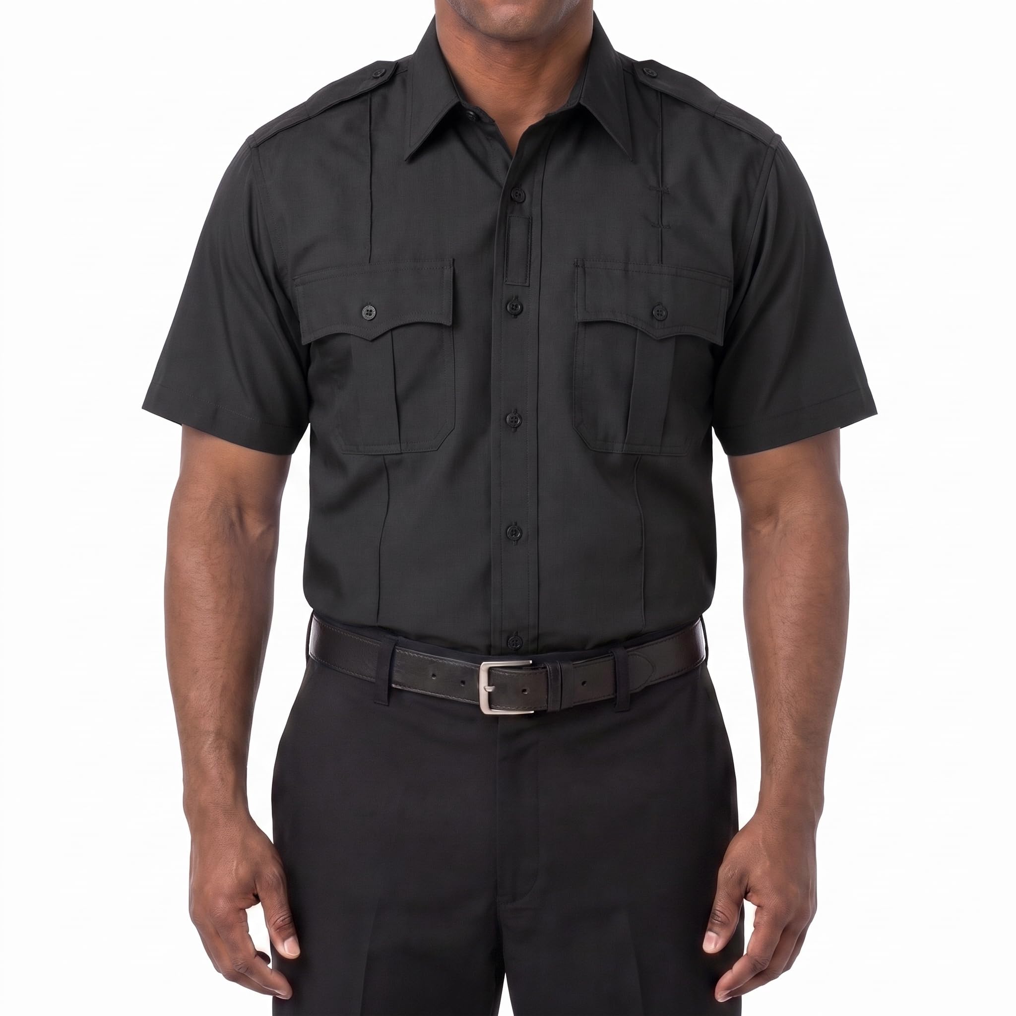 First Class 100% Polyester Short &amp; Long Sleeve Zippered Uniform Shirt 4 Pocket Hidden, Law Enforcement BDU Zipper Closure.