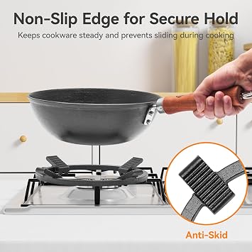 WANGYUANJI 8.3 Cast Iron Wok Ring for Gas Burner - Universal Stove Adapter for Round Bottom Woks, Heavy Duty Non-Slip Support Rack Fits 6.7 Cookware, Stable & Heat-Resistant Stove Grate Stand