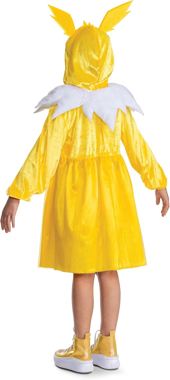 Disguise Pokemon Jolteon Costume Dress for Girls, Official Pokemon Outfit with Hooded Dress