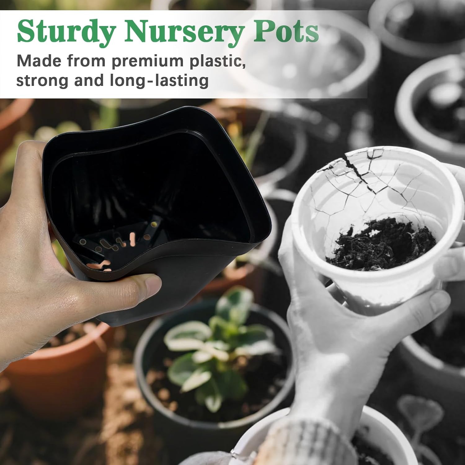 Nursery Pots for Plants, 4 inch Plant Pots, 60 Pack, Black