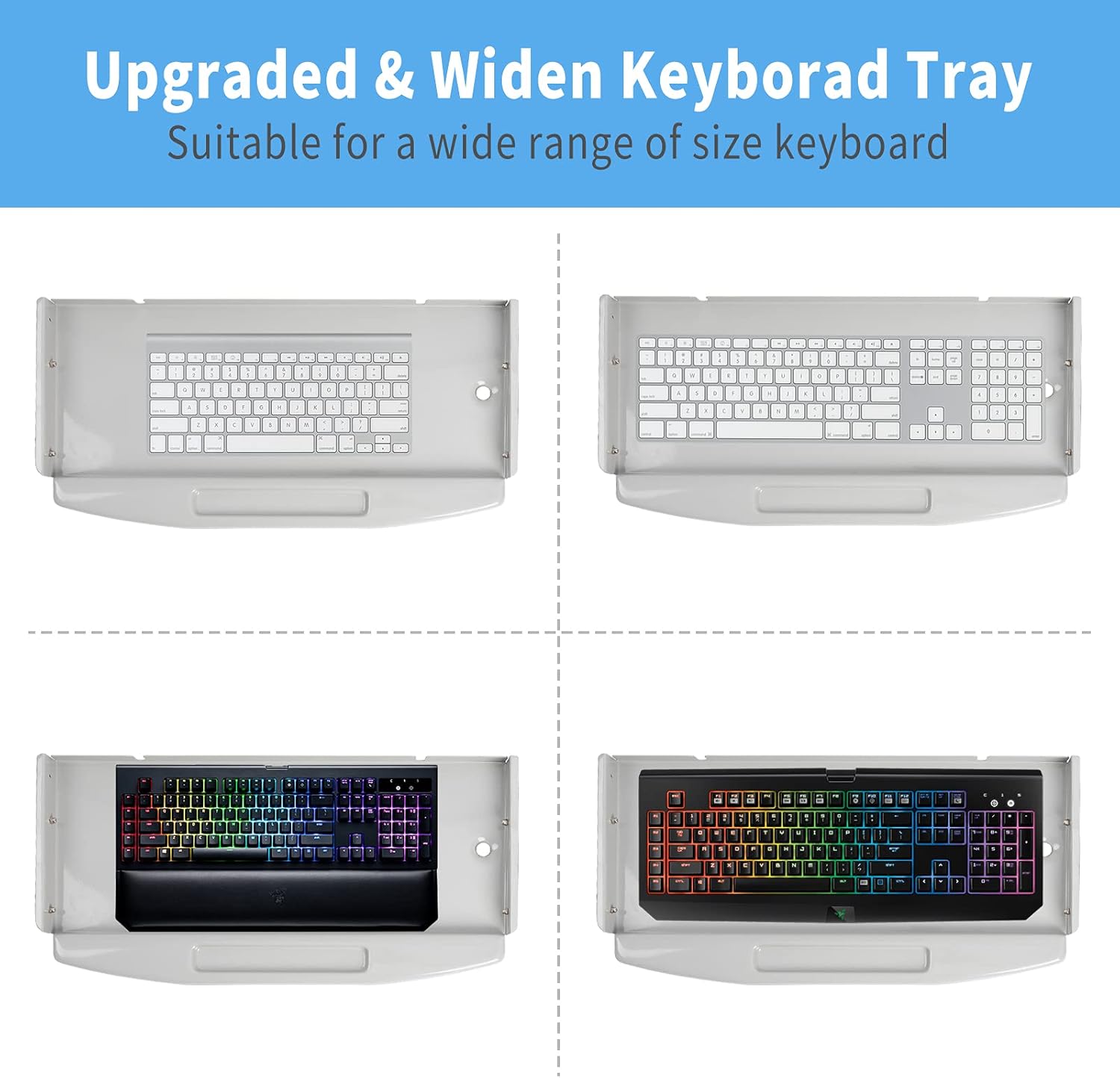 Gome Keyboard Tray Under Desk Pull Out with 360° Mouse Tray, 28.2" Ergonomic Slide-Out Keyboard Stand with Platform, Steady Computer Drawer for Typing (Grey) : Office Products