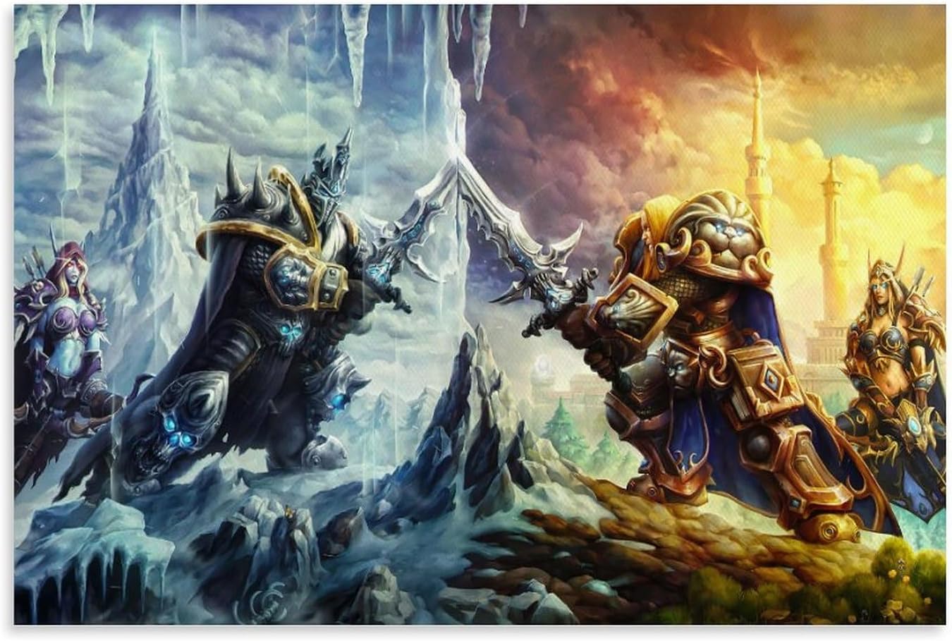 ZAJSGPUR Game World of Warcraft Arthas Lich King Poster Decorative Painting Canvas Wall Posters And Art Picture Print Modern Family Bedroom Decor Posters 08x12inch(20x30cm)
