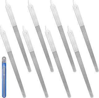 8 Pcs Diamond Deb Nail Files with Sharp Pointed Tip, Double Sided Metal Nails File for Natural Nails, Stainless Steel Nail Dresser Buffering Files Tools for Salon Home Manicure Pedicure