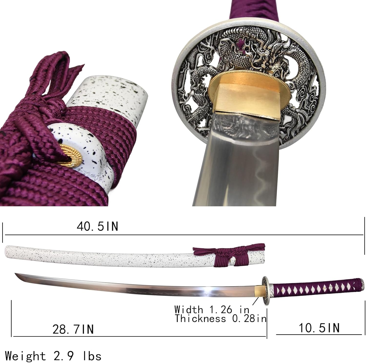 Japanese Katana Sword Real Handmade Full Tang Samurai Sword 40.5 in Included Stand Bag