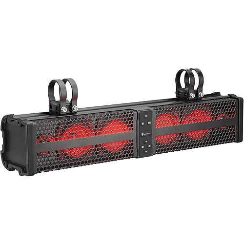 Rockville XBAR-24 200W RMS ATV/UTV Soundbar 6 Speakers, Bluetooth 5.0, LED Lights, IPx6 Waterproof, for Off-Road Adventures
