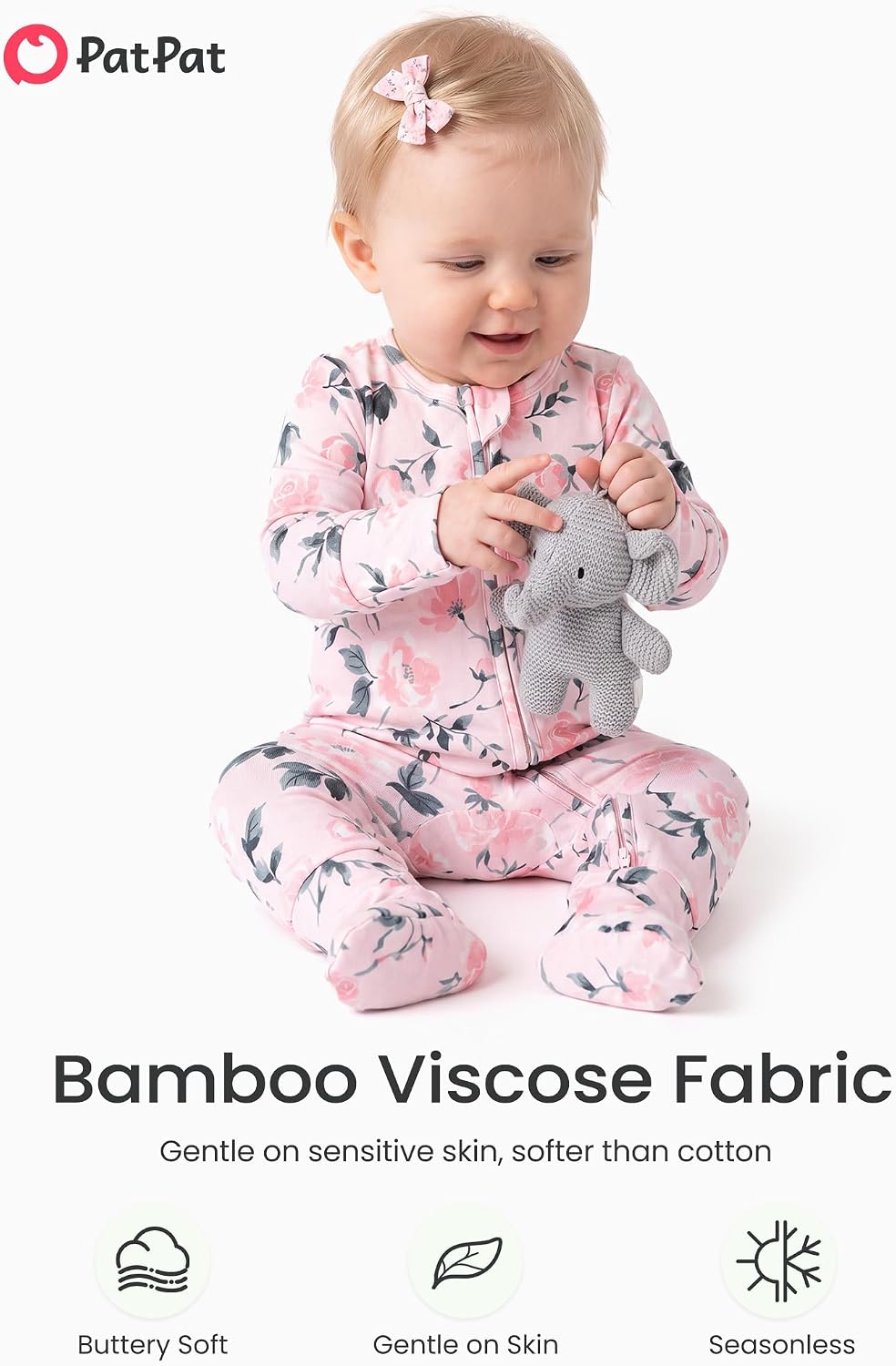 PATPAT Bamboo Viscose Baby Pajamas, Sleepers with 2-Way Zipper