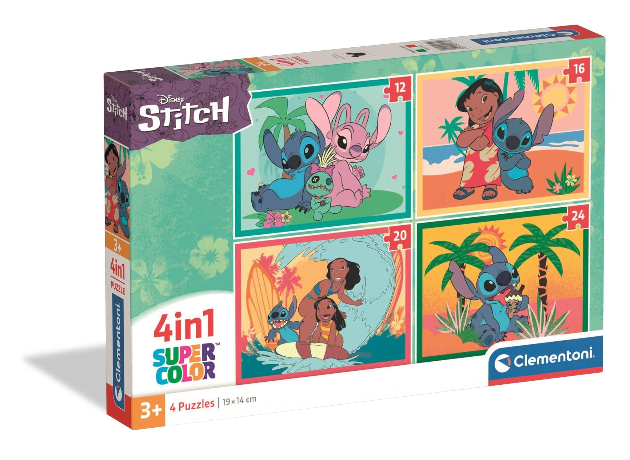 Clementoni Puzzle 4IN1 Stitch 72 Stücke für Kindern 3-6 Jahre, Cartoon, Geschenk für Kinder, Puzzle für Kinder, Made in Italy, 21745