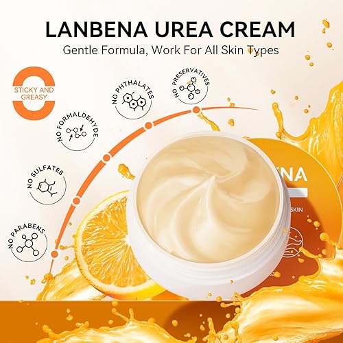 Miniatura 9 de LANBENA Crema de urea 40 por ciento para pies más 2% ácido salicílico 3.52 onzas, crema de pies y crema de manos máxima fuerza con aloe vera para