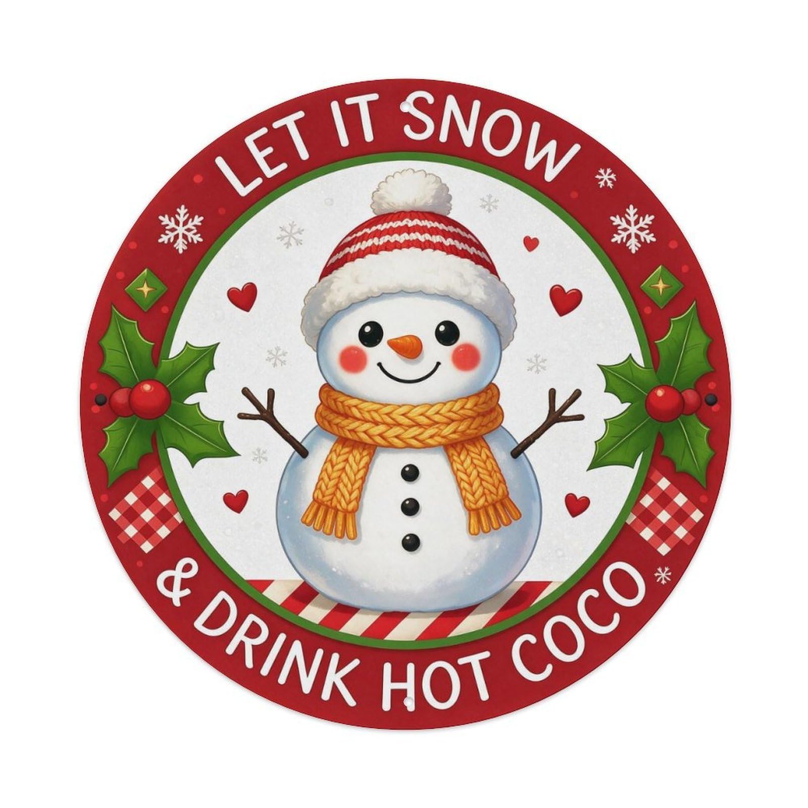 Snowman Hot Cocoa Metal Tin Sign Plaque