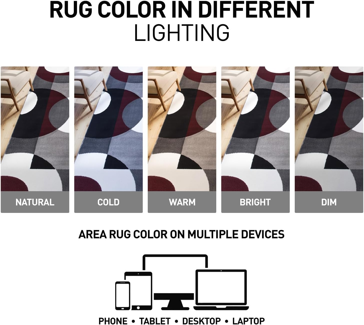 Rugshop Modern Circles Carpet Easy Maintenance for Home Office,Living Room,Bedroom,Kitchen Soft Area Rug 2' x 3' Burgundy