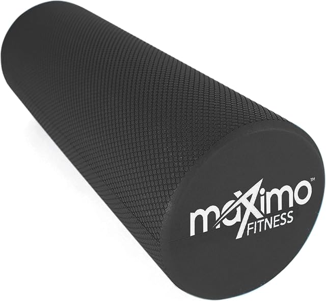Maximo Fitness Foam Roller - Exercise Rollers for Trigger Point Self Massage and Muscle Tension Relief, 15cm x 45cm Massager for Back, Legs, Workouts, Gym, Pilates and Yoga, Black