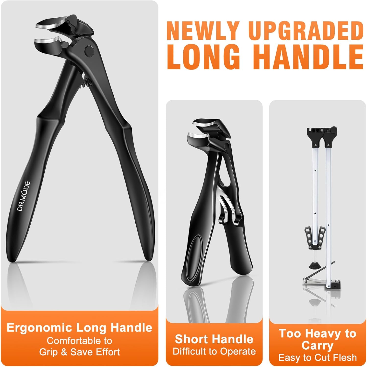 DRMODE Toenail Clippers for Thick Toenails for Seniors, Upgraded Long Handled Angled Head Toe Nail Clippers for Men Thick Nails with Wide Opening, Large Finger Nail Clippers Adult with Catcher