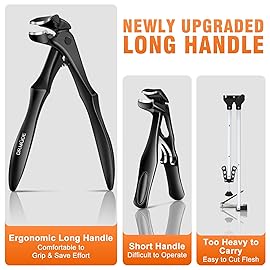 DRMODE Toenail Clippers for Thick Toenails for Seniors, Upgraded Long Handled Angled Head Toe Nail Clippers for Men Thick Nails with Wide Opening, Large Finger Nail Clippers Adult with Catcher
