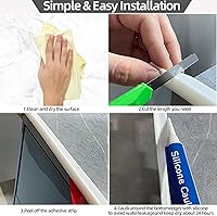 Vista 6 de Barrera plegable de 118 pulgadas para umbral de ducha, tapón de agua de silicona autoadhesiva para bañera, protector contra salpicaduras de agua