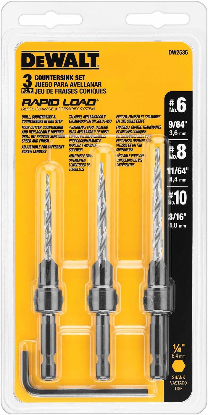 DEWALT Countersink Drill Bit Set #6, #8, #10, 3-Piece (DW2535)