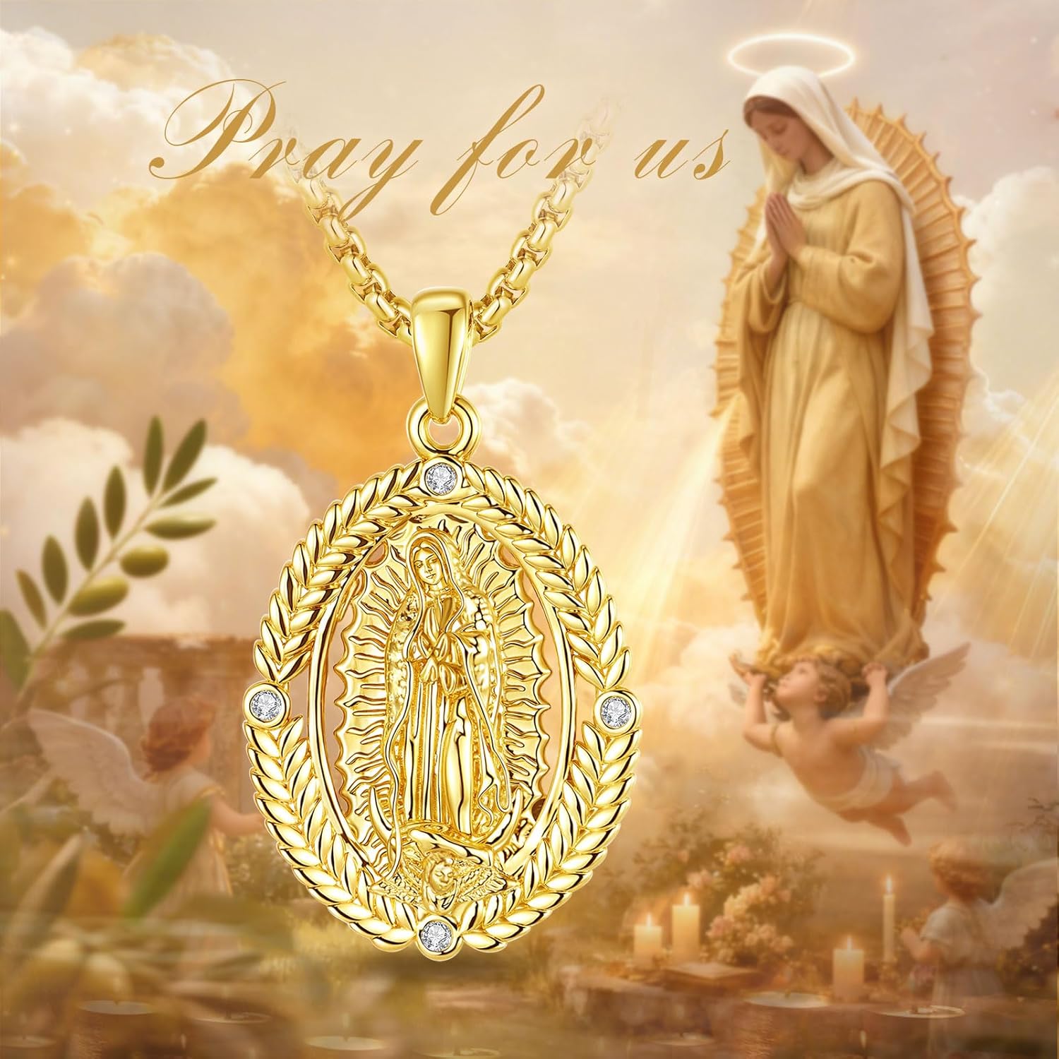 INFUSEU Catholic Protection Faith Necklace Collection, Virgin Mary St Benedict St Christopher St Florian St Joan of Arc - Image 7