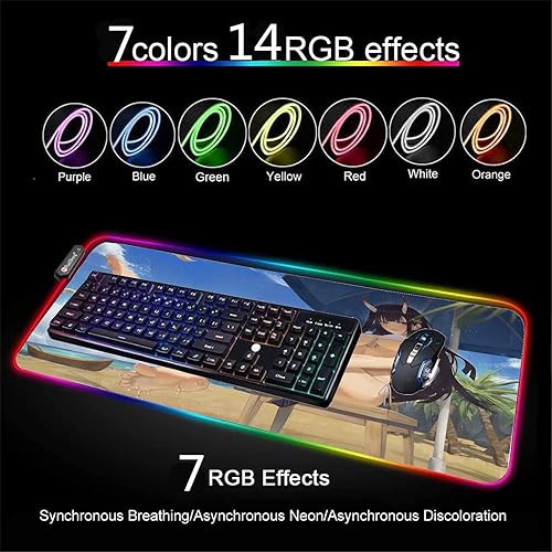 Miniatura 4 de Alfombrilla de mouse sexy con texto en inglés "Butt Anime Girl" RGB LED Gaming Mouse Pad Big Computer Backlit Mause Pad Keyboard Desk Mat 27.55