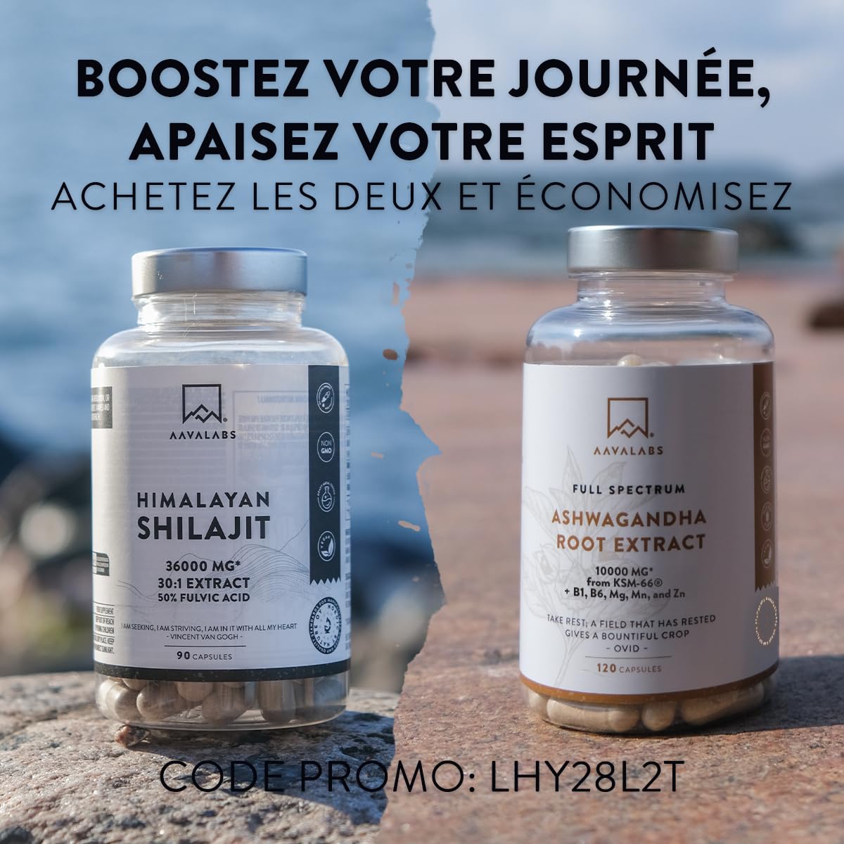 Ashwagandha KSM-66 Bio 10000mg, Vitamine B6, B1, Zinc, Magnesium, Manganese - Extrait de Racine Ashwagandha Bio 10:1, Poivre Noir - Ashwaganda (Ginseng indien) Extra Fort 5% Withanolides - 120 Gélules