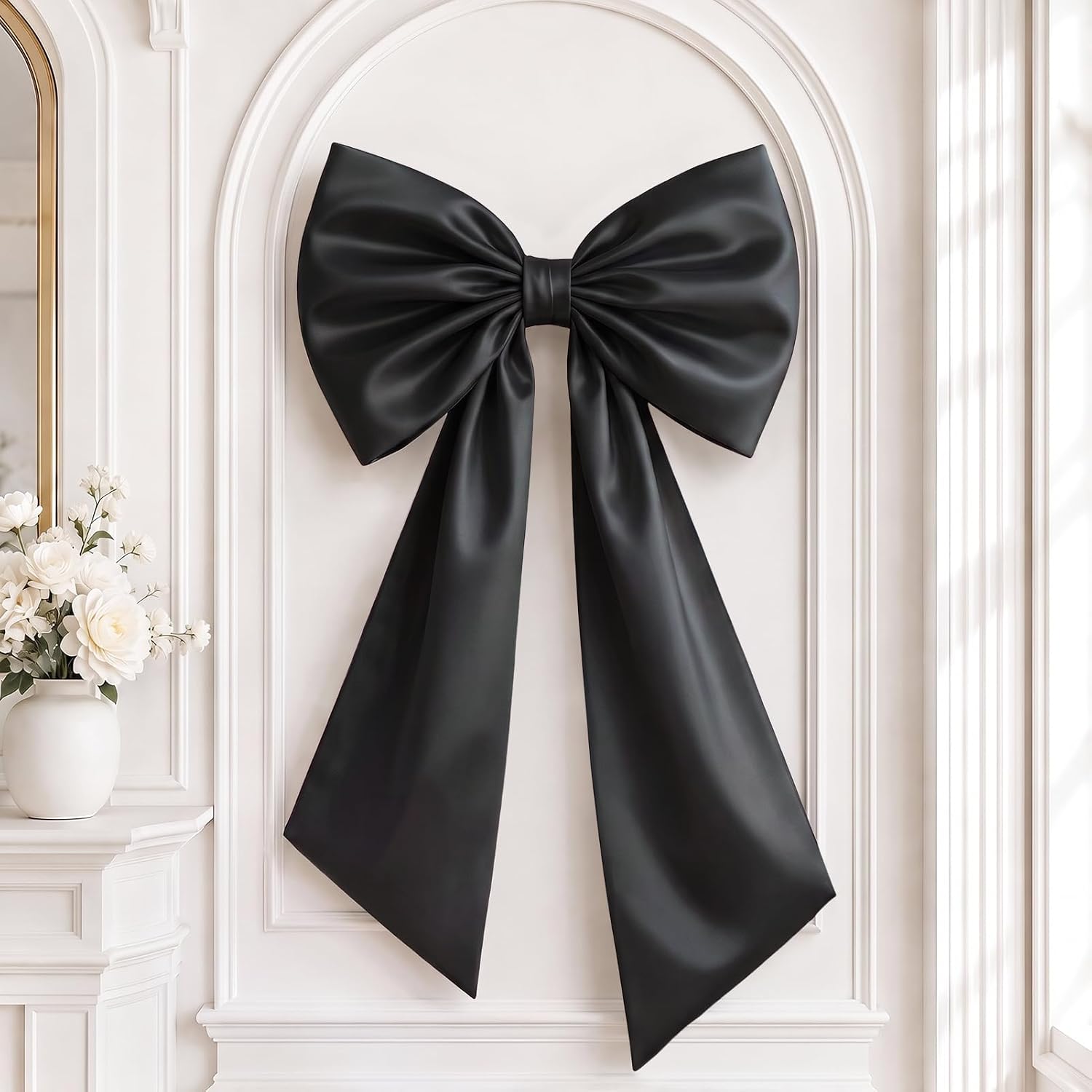 Large Satin Bow for Coquette Room Decor, 40 x 24 Inch, Blue