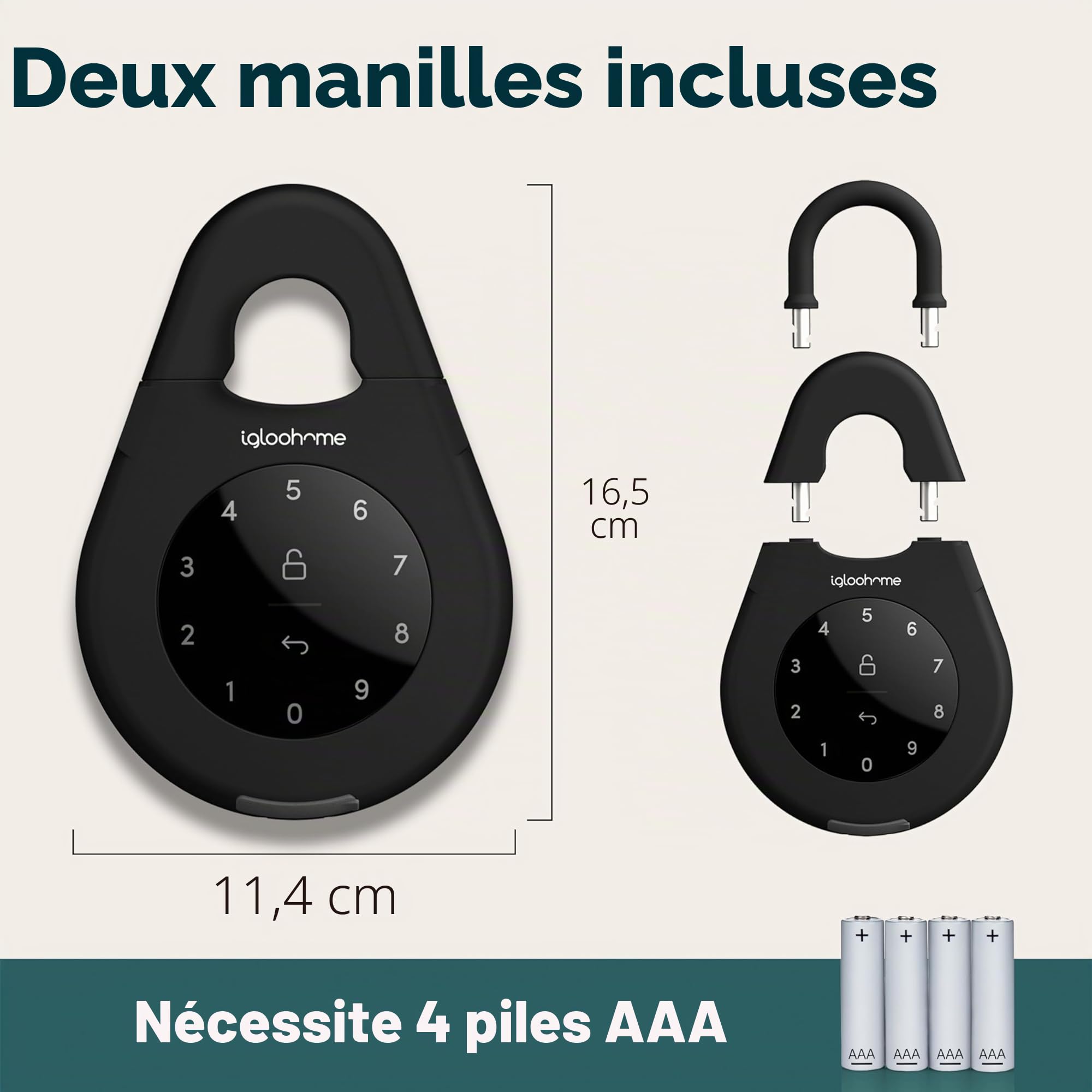 igloohome Smart Keybox 3 Boîte à Clés Connectée – Grand Coffre à Clés Intelligent avec Synchronisation Airbnb (iOS/Android) - Générez à Distance des Codes Bluetooth et des Codes PIN sans Internet