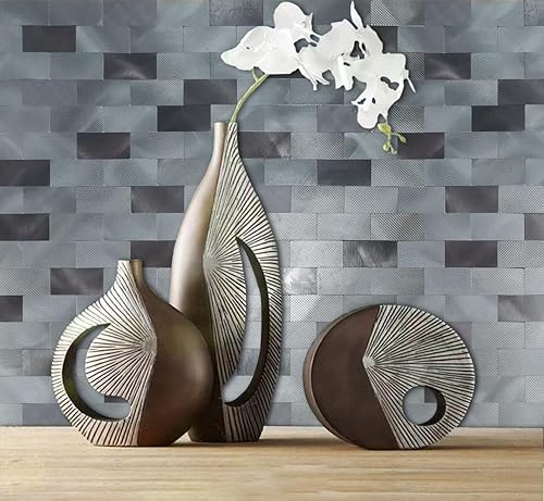 Miniatura 5 de WEIMEISC Azulejo de 10 hojas para salpicaduras, paneles de pared 3D de aluminio autoadhesivos, mosaico de metal para cocina, sala de estar,