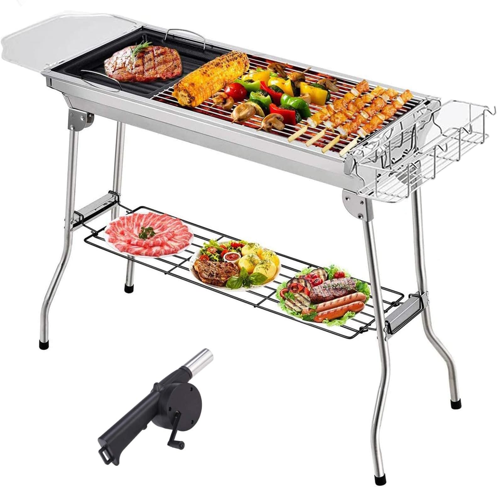 U HOOMESHOWAY Charcoal Grill Kabab Grills Portable BBQ - Stainless Steel Folding BBQ Camping Grill Large Hibachi Grill Shish Kabob Portable Camping Cooking for Travel Grill Outdoor (Deluxe)