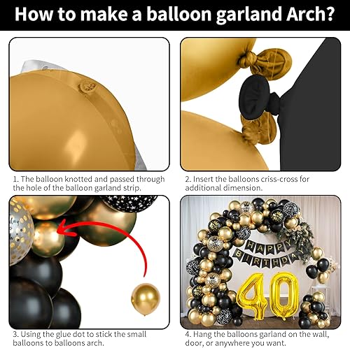 Vista 63 de Decoraciones de cumpleaños número 18 para niños, globos negros y dorados, kit de arco de guirnalda con el número 18, globo de confeti de papel