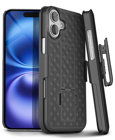 MOTIVE iPhone 16 Plus Holster Case Belt Clip Case Shell Holster Combo Slim Rugged Drop Shockproof Protective Cover