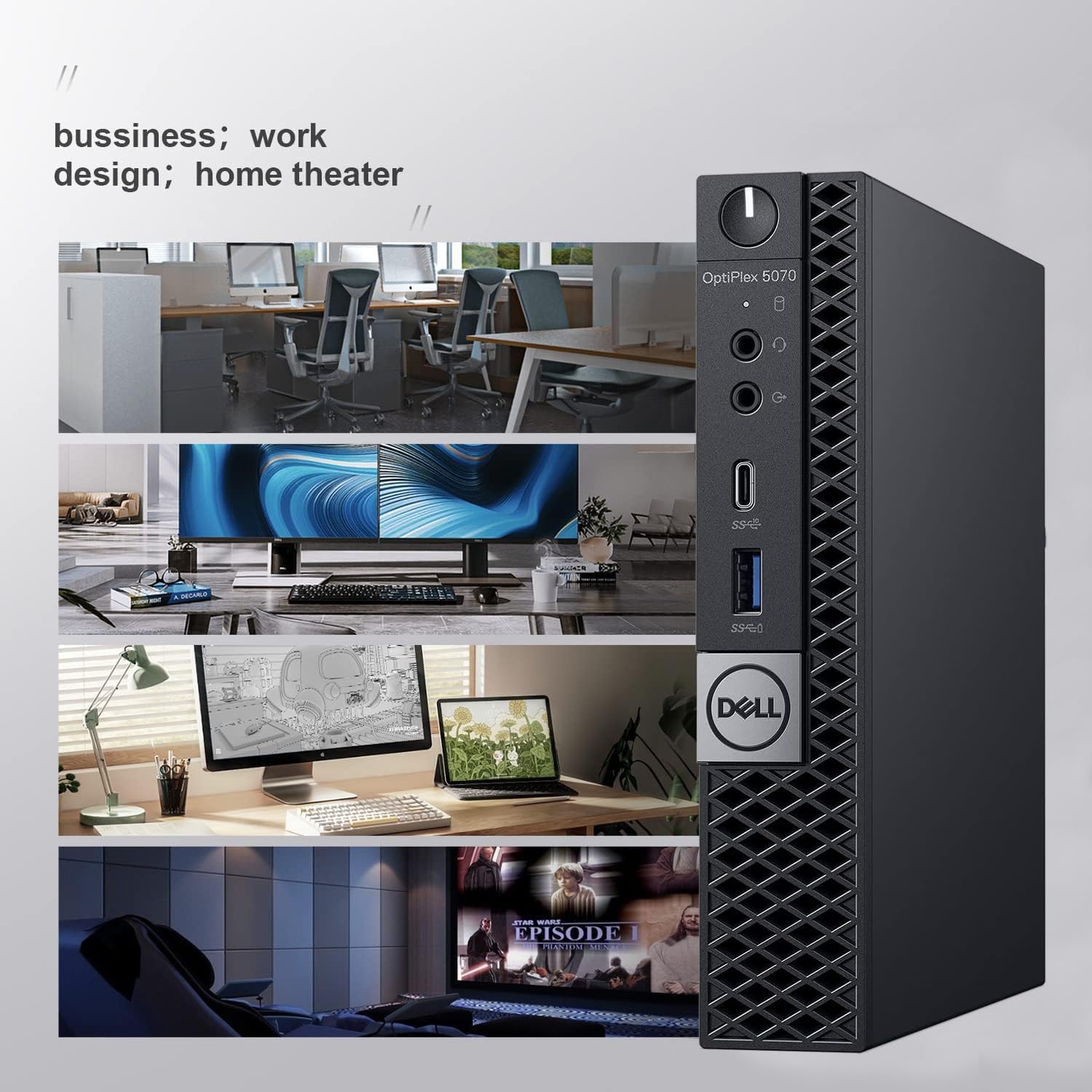 Dell OptiPlex 5070 Mini Desktop Computer, 9th Gen Intel Core i3-9100T Processor up to 3.7GHz Micro PC, 16GB DDR4 RAM, 512GB SSD, Wi-Fi, Keyboard & Mouse, Windows 11 Pro (Renewed)