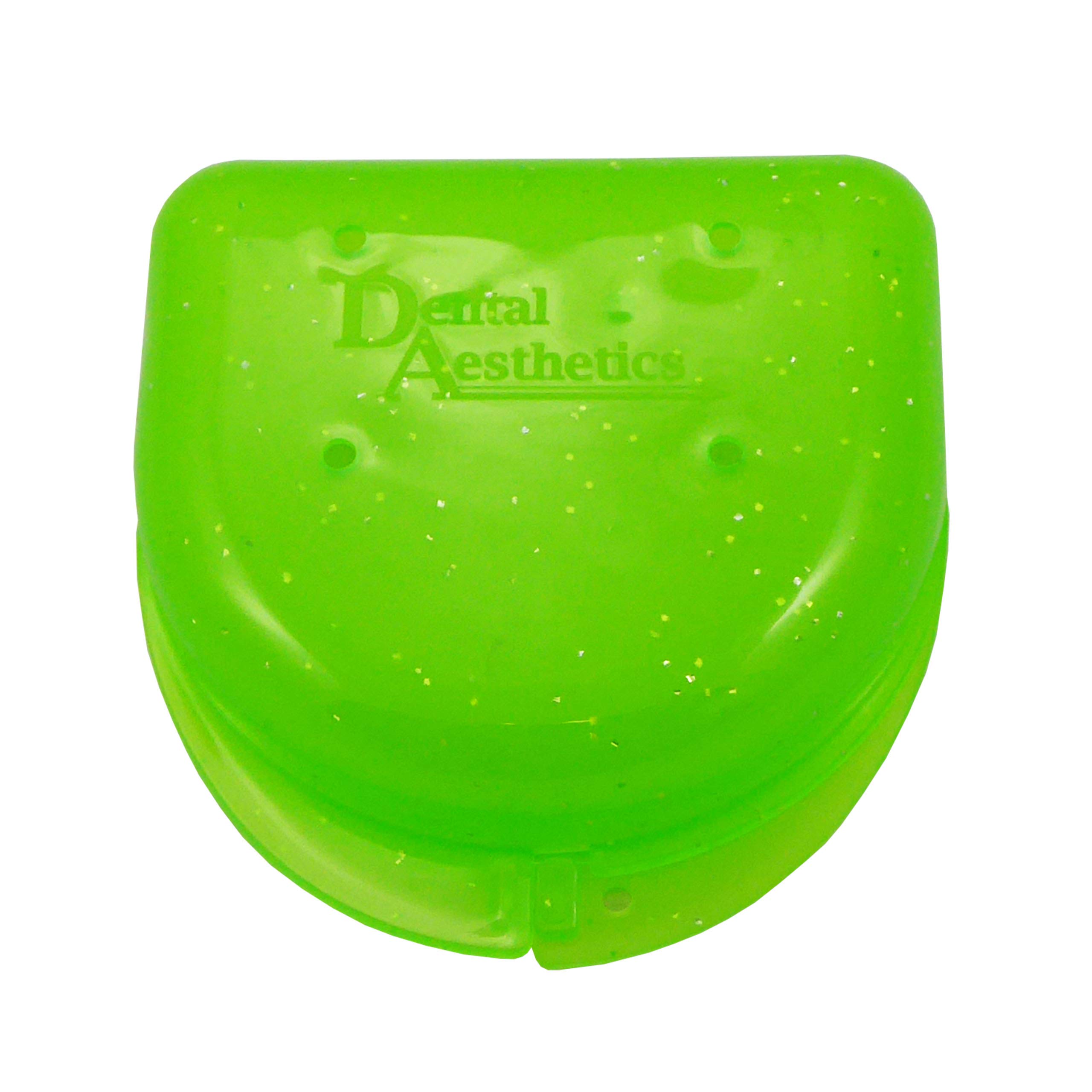 Estuche para Retenedor Protector Bucal Férulas Dentaduras Aparatos Dentales Verde con Escarcha