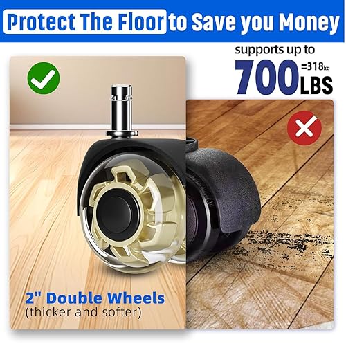 Vista 18 de Sytopia Ruedas de repuesto para sillas de oficina, resistentes para suelos de madera dura y alfombras, repuesto para alfombrillas de goma, Negro-b