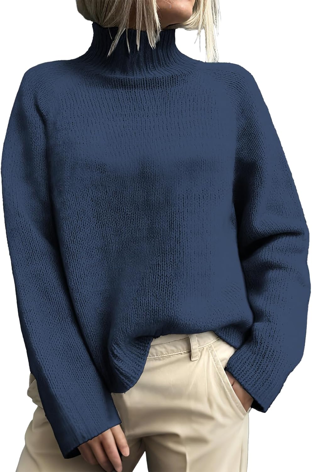 Womens Turtleneck Pullover Sweaters Chunky Fall Vintage Sweaters Casual Pullover Basic Top Trendy Outfits