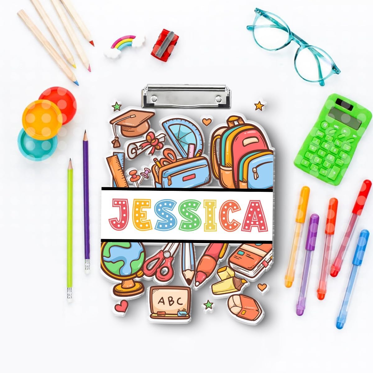 Custom Teacher Name Clipboard, Personalized Back to School Teacher Gifts, Custom Acrylic Clipboard with Teacher Name, Teacher Appreciation Gift (04)