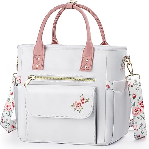 Miniatura 1 de GLORIEROO Lonchera de lujo para mujer, lonchera aislada a prueba de fugas para mujer, bolsa de almuerzo multibolsillo a prueba de humedad con correa