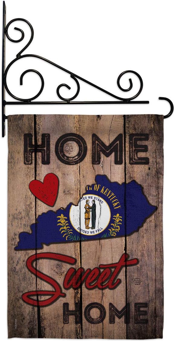 State Kentucky Home Sweet Garden Flag Set Wall Holder Americana States USA American Territories Republic Country Particular Area Small Decorative Gift Yard House Banner Double-Sided Made In 13 X 18.5