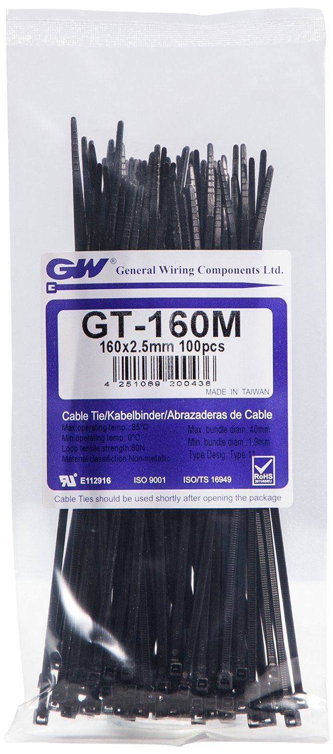 GW Wiring ProductsCable Tie 160 x 2,5 mm, Black, 100 pcs, GT-160MBC