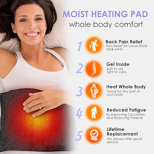 Miniatura 2 de Almohadilla térmica húmeda para músculos, articulaciones (negro 9.84 pulgadas x 9.84 pulgadas)