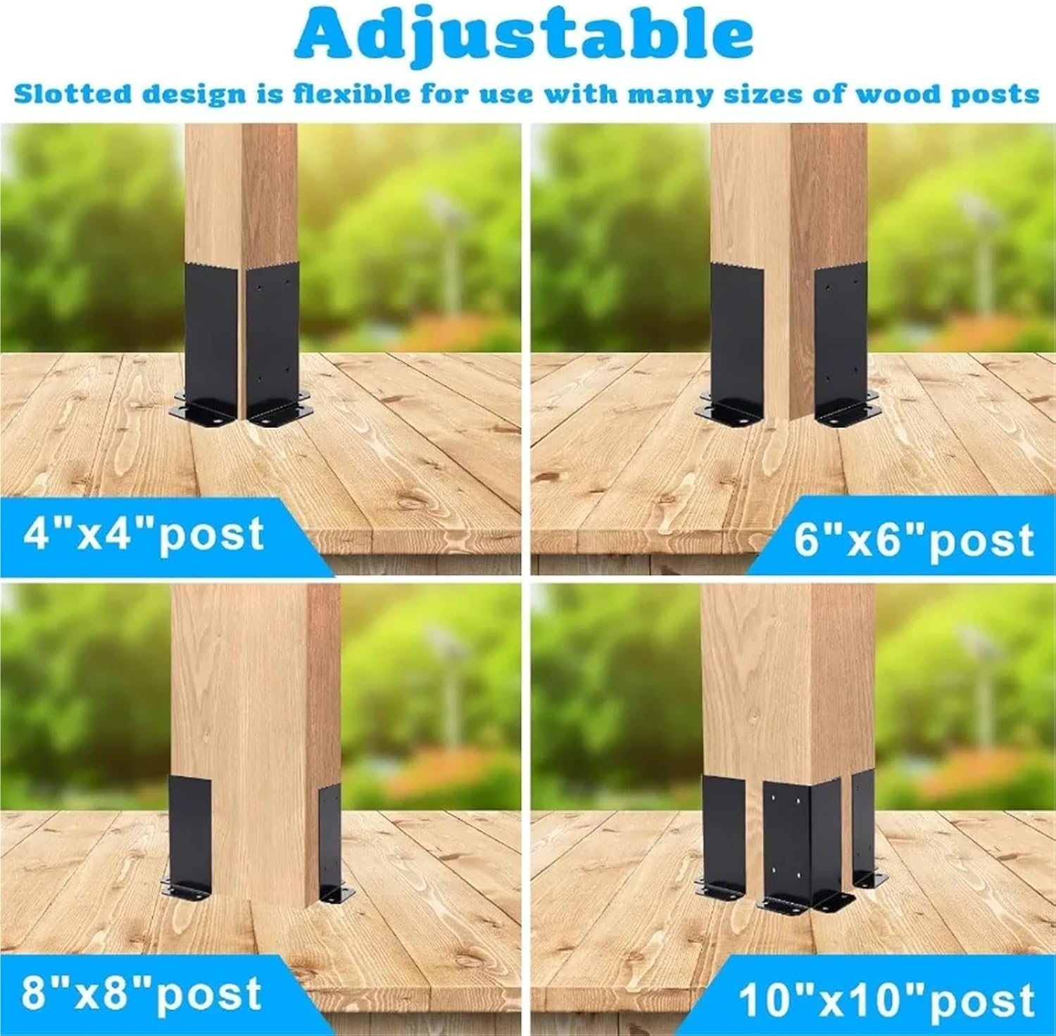 4 x 4 Post Anchor Base 4 PCS Inner Size 3.6"x3.6" Post Base Brackets Heavy Duty Powder Coated Post Support Bracket Thick Steel