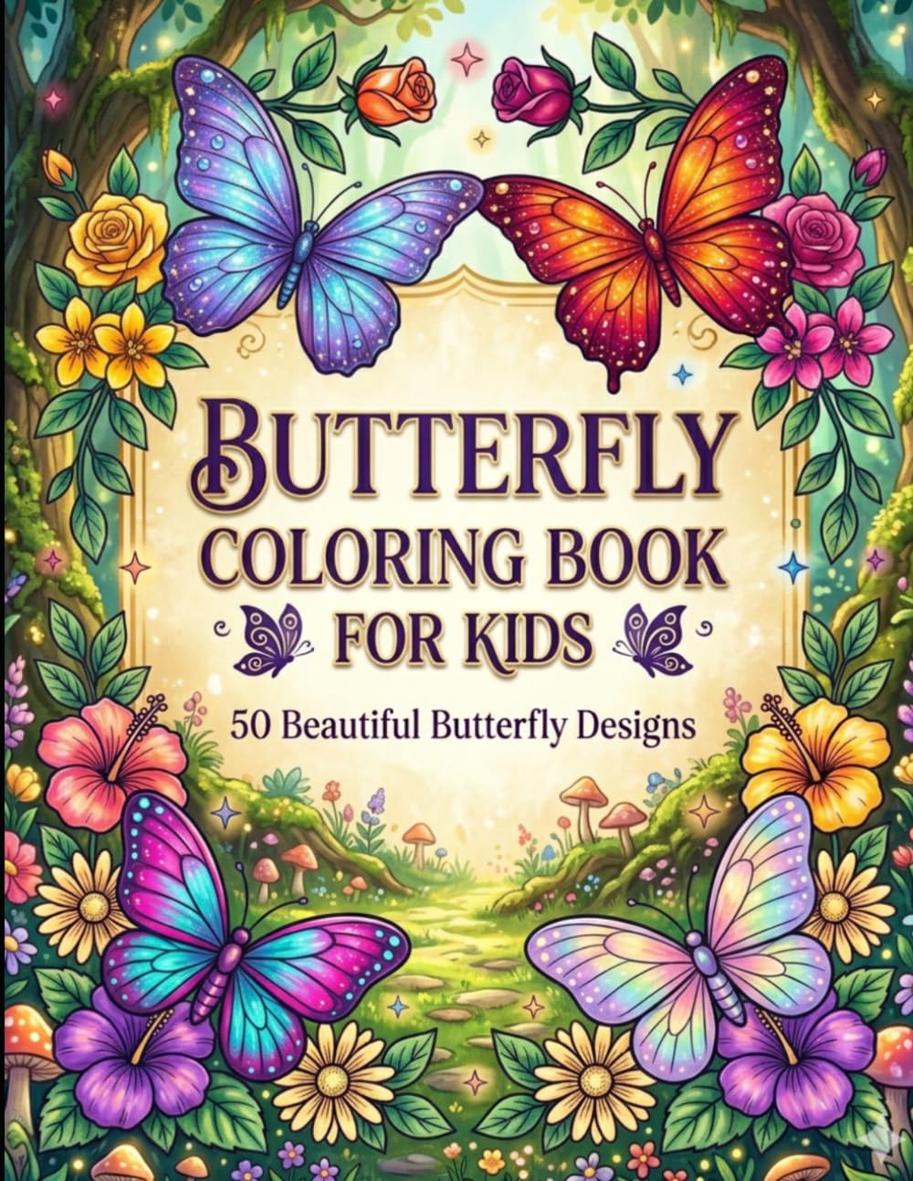 Butterfly Coloring Book for Kids: Cute Butterflies, Flowers and Nature Scenes