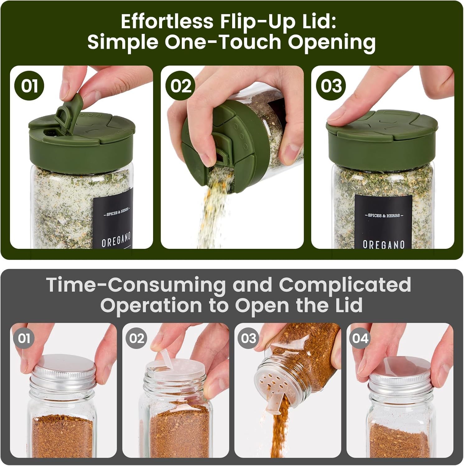 12 pcs Glass Spice Jars With Labels,6oz Glass seasoning Containers with Silicone Lids,Small Spice Storage Bottles for Kitchen Organizer,Seasoning Jars for Spice Rack,Cabinet,or Drawer