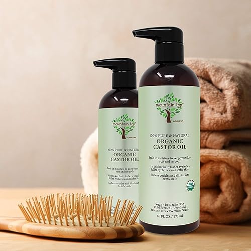 Miniatura 3 de MOUNTAIN TOP Aceite de ricino 16 onzas  160fl oz orgánico USDA 100 puro prensado en frío sin refinar hidratante de grado prémium para pestañas cejas