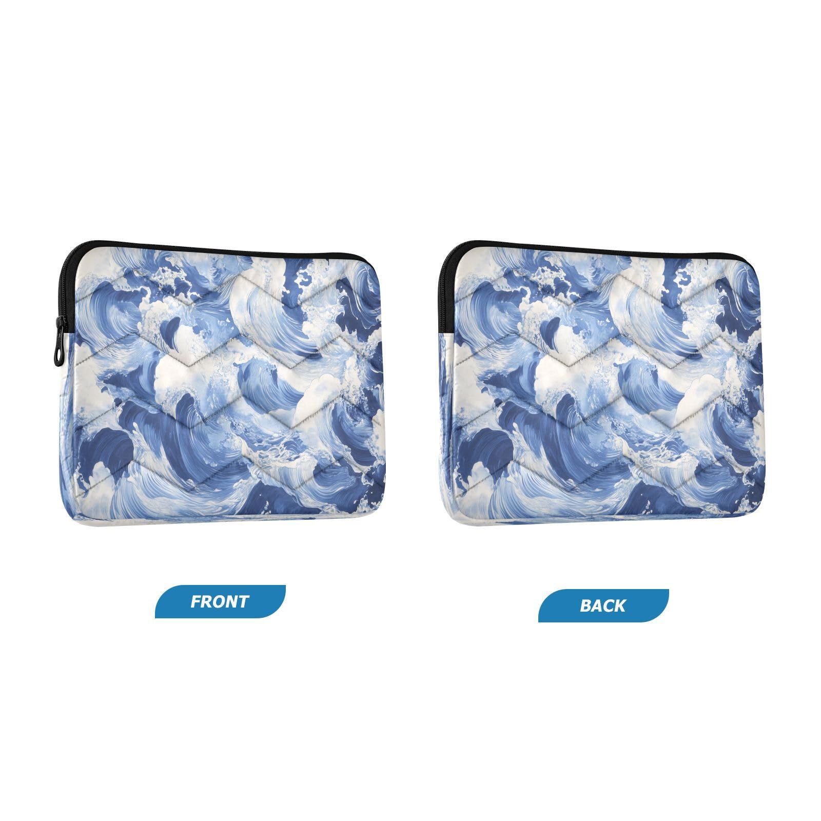 Ocean Waves Bluewhite Blue Laptop Sleeve for 13-13.3 in Water Resistant Portable Laptop Sleeve Bag Protective Case for Airport Carry on Travel