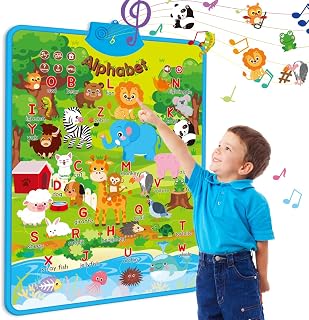 KaeKid Electronic Interactive Alphabet Wall Chart，Music Talking Poster, Learning ABC & Animal & Storys for Kids，Toddler Educational Toy Age 2 3 4 5 Year Old Boys Girls