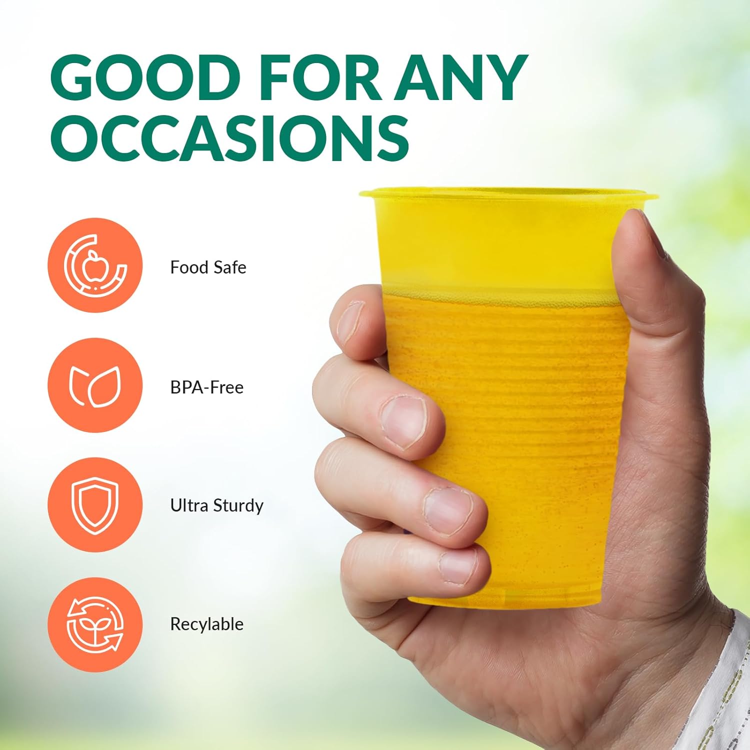 PAMI Colorful 9oz Plastic Party Cups [Pack of 80]- Disposable Drinking Glasses Bulk- BPA-Free Colored Cups For Water, Iced Tea, Jello, Cocktails, Beer & Cold Drinks- Throw-Away Plastic Cups, Yellow - Image 4