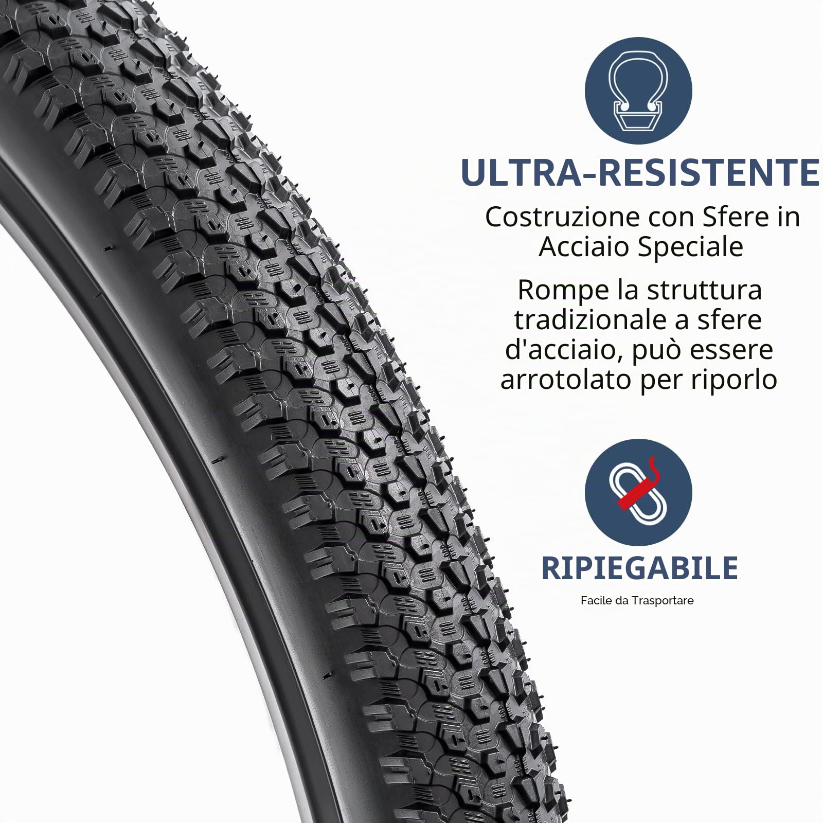 YunSCM 2Pcs Pieghevole 26 pollici pneumatici 26x2.10 ETRTO 52-559 e 26 pollici Camera d'aria AV32mm valvola Schrader, compatibile Bicicletta 26x2.10 26x2.125 Copertoni e Camera d'aria