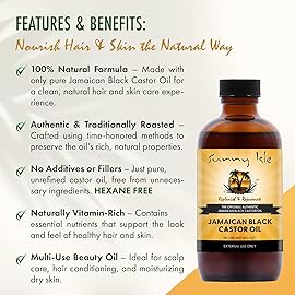 Sunny Isle Jamaican Black Castor Oil 4oz | 100% Natural for Hair, Scalp and Skin Care