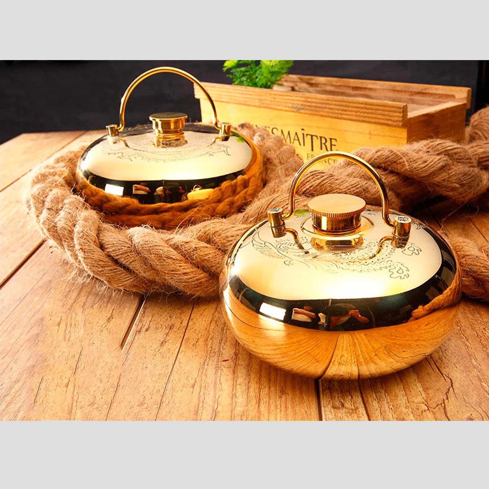 Bolsa de agua caliente de cobre con funda de felpa, compresa caliente y fría portátil, duradera, a prueba de fugas, bolsa de agua caliente suave para la cintura y la espalda, herramienta de cale