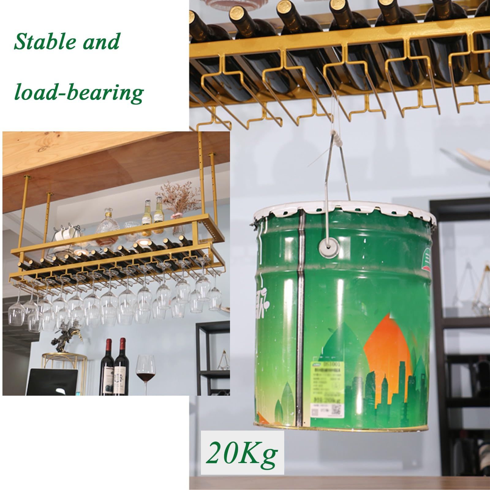 Amazon｜吊り下げワインボトルホルダー ワイングラス収納 ワイン